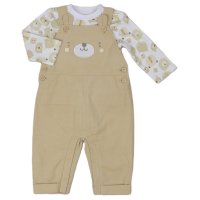 H13543: Baby Bear Print Top & Cord Dungaree Outfit (0-9 Months)